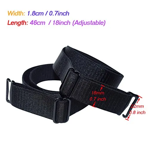 18mm Width Band Shoulder Bra Straps Elastic Adjustable Black White Beige 3 Pairs