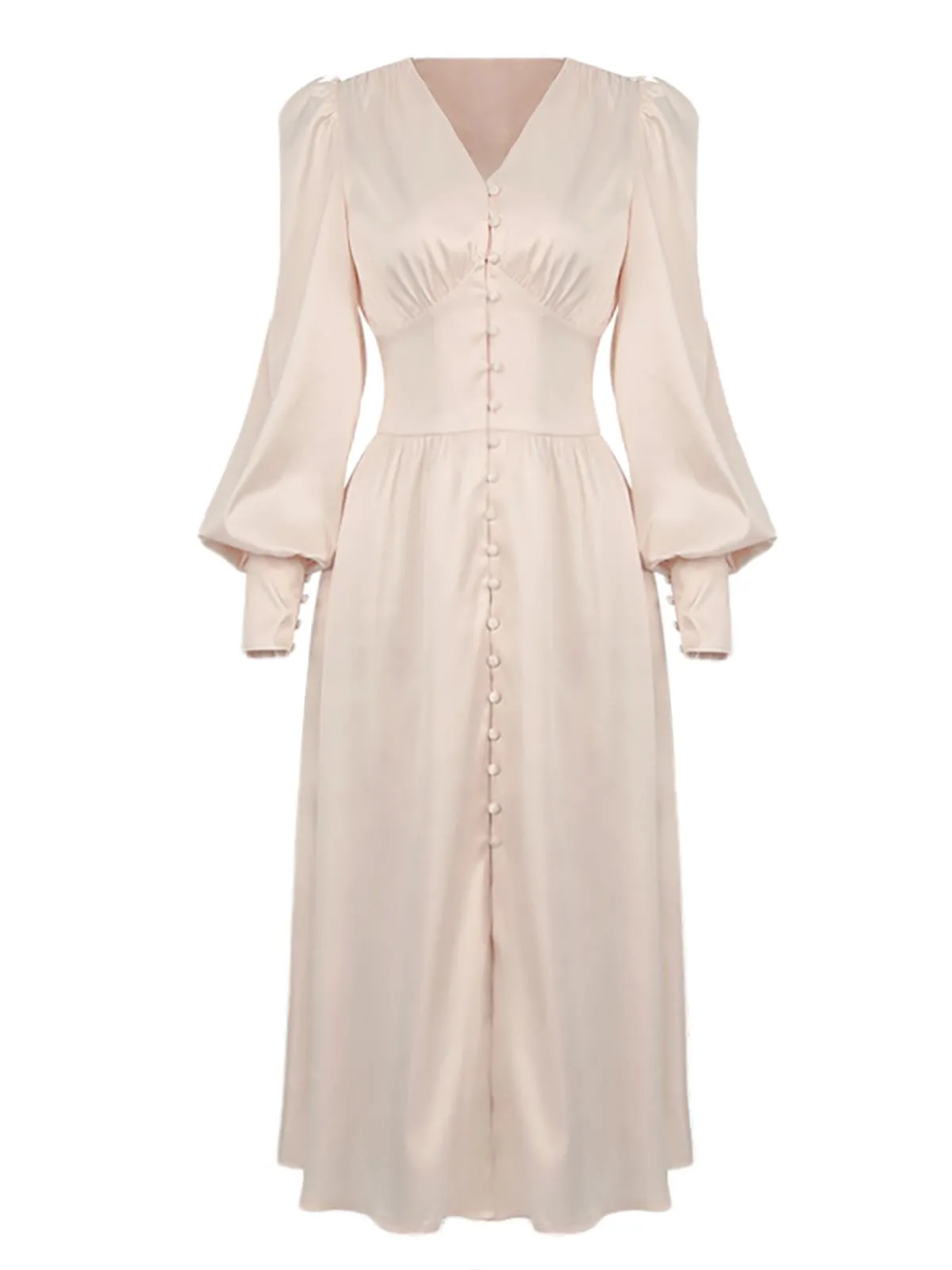 1940s Solid Silk Buttoned Tea Dress