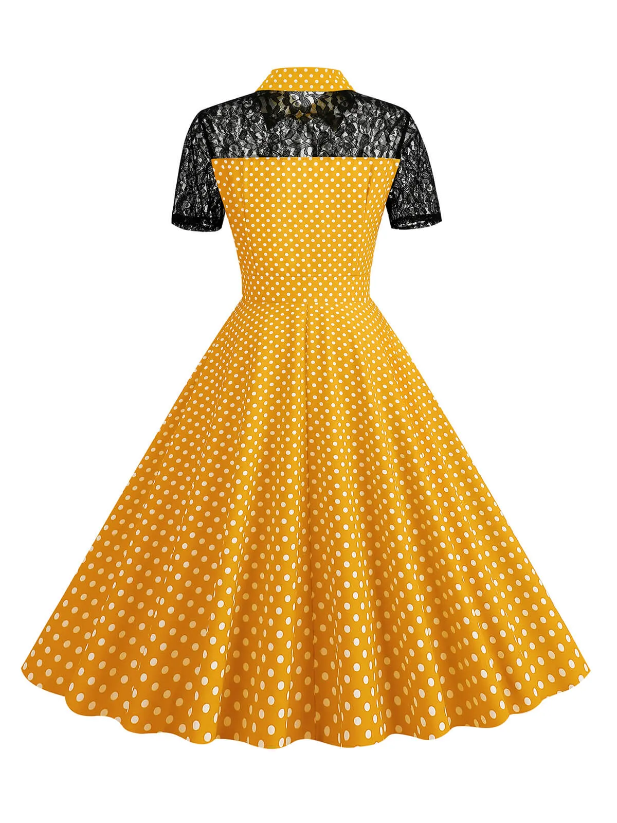 1950s Mesh Patchwork Polka Dot Dress