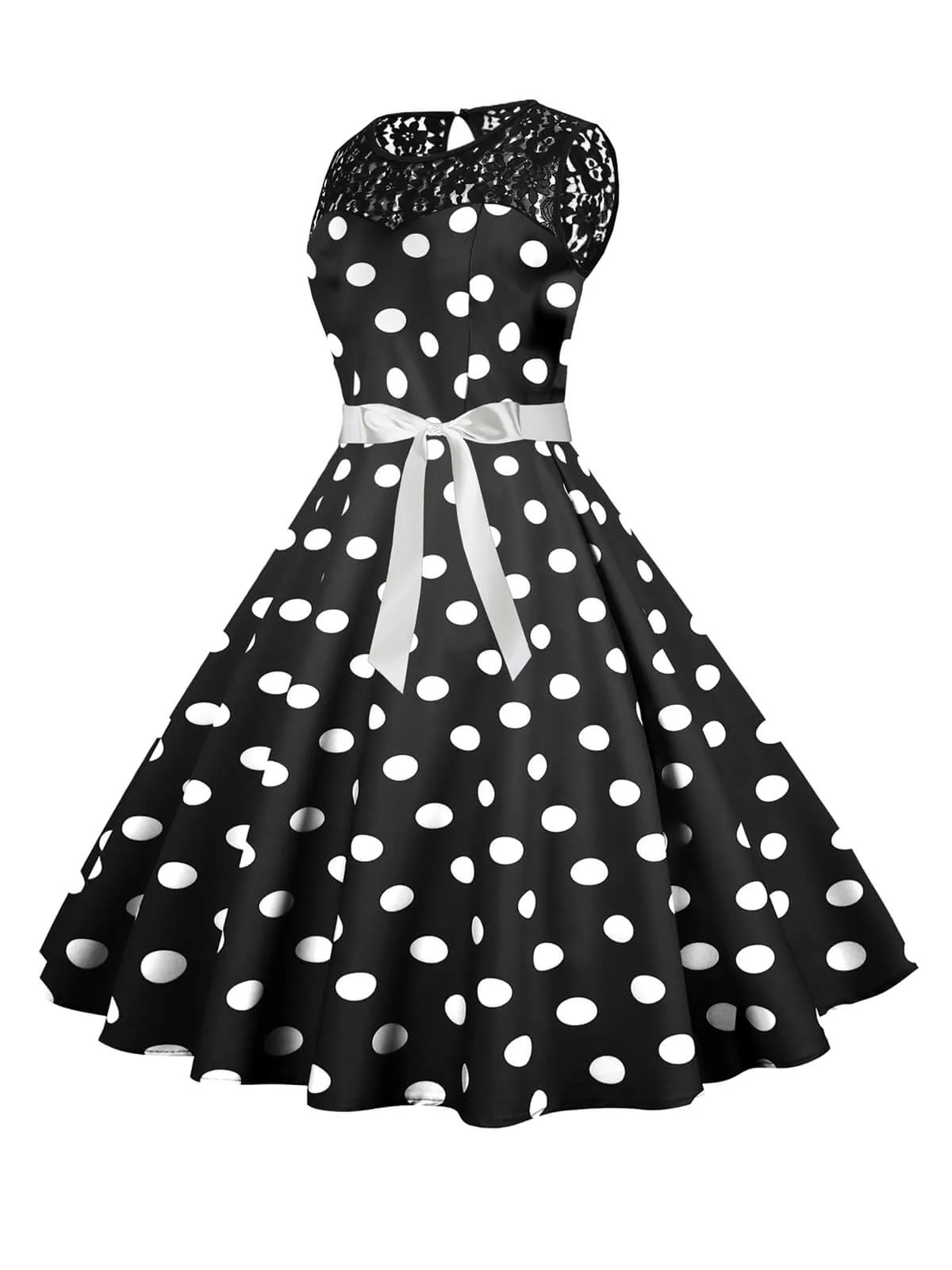 1950s Polka Dot Lace Patchwork Dress