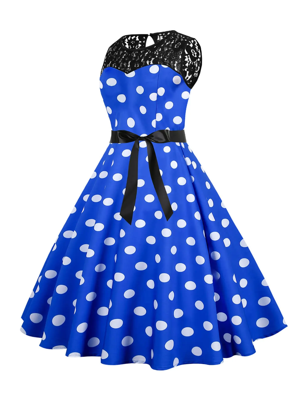 1950s Polka Dot Lace Patchwork Dress