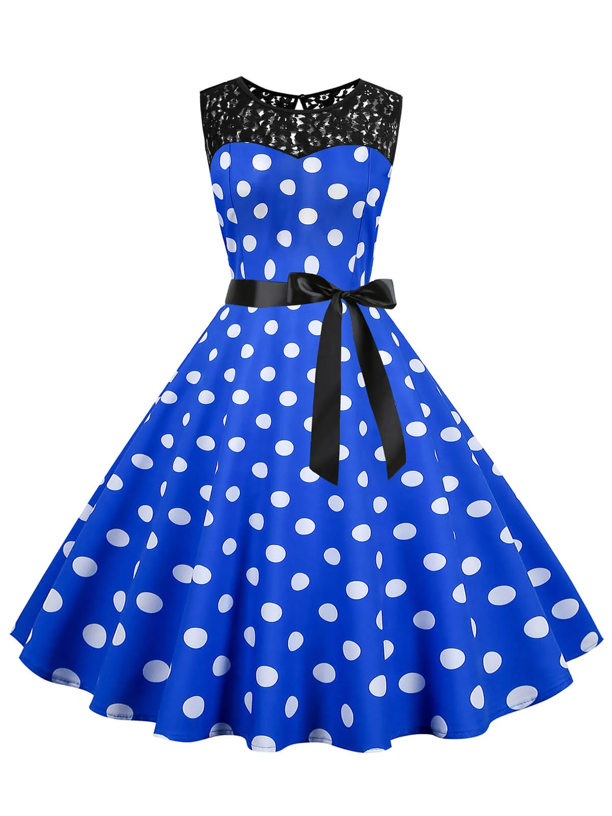 1950s Polka Dot Lace Patchwork Dress