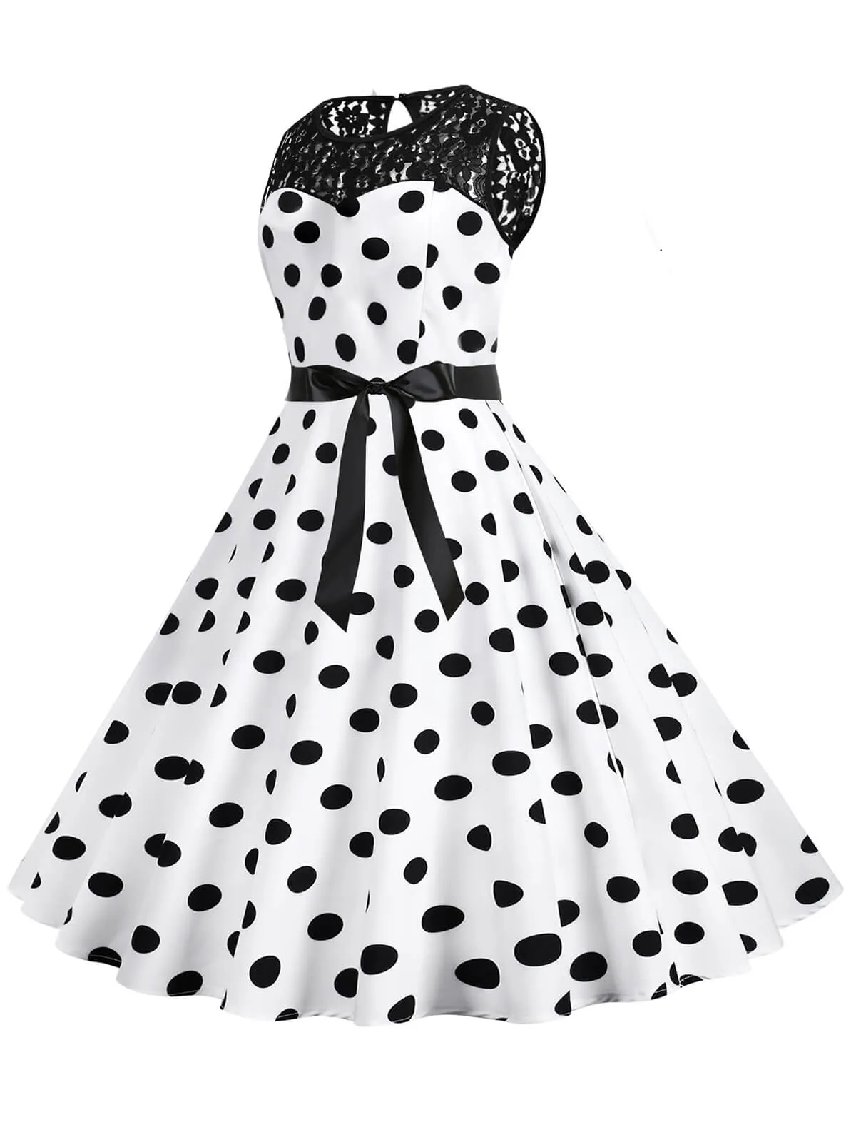 1950s Polka Dot Lace Patchwork Dress