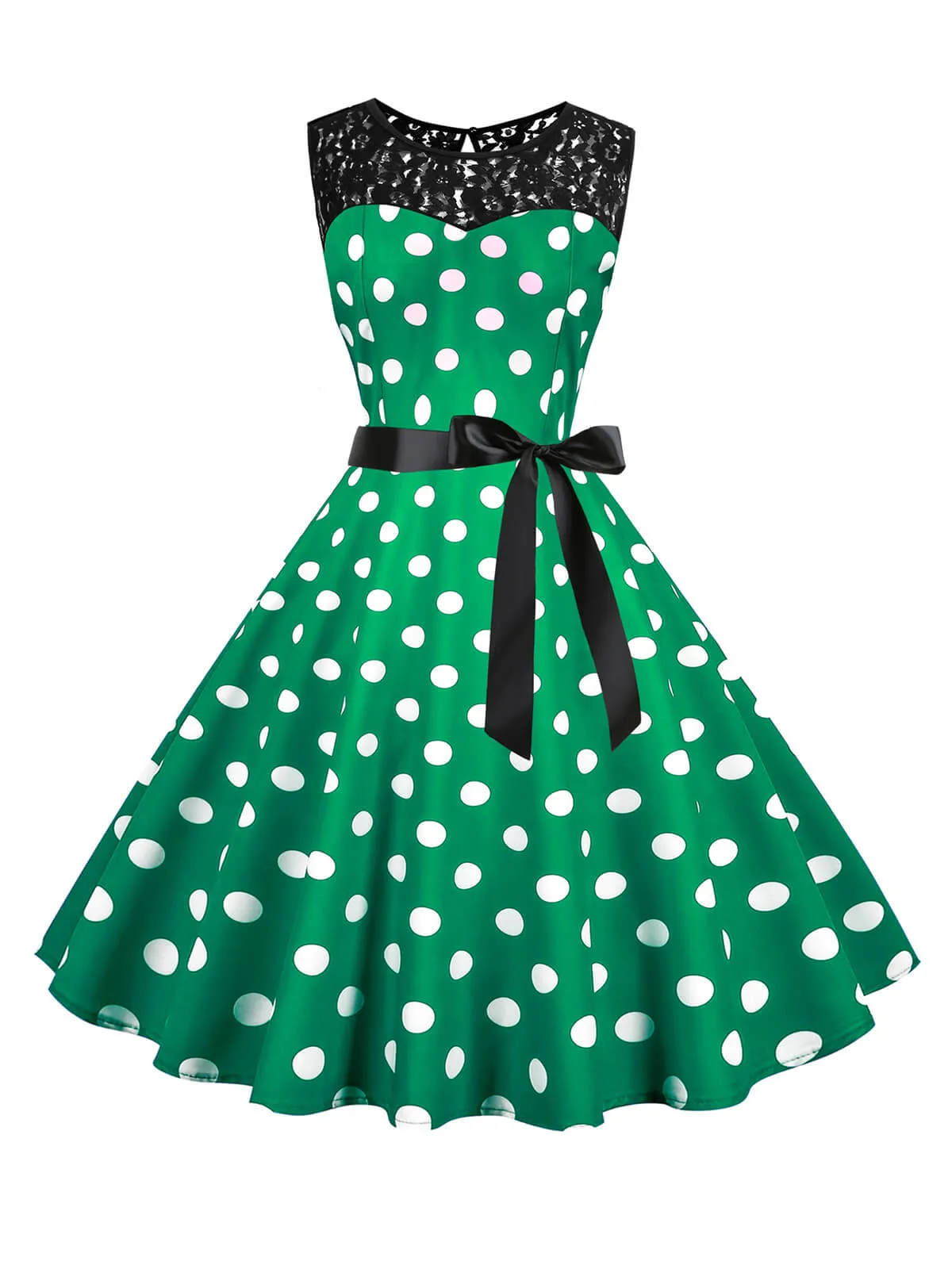 1950s Polka Dot Lace Patchwork Dress