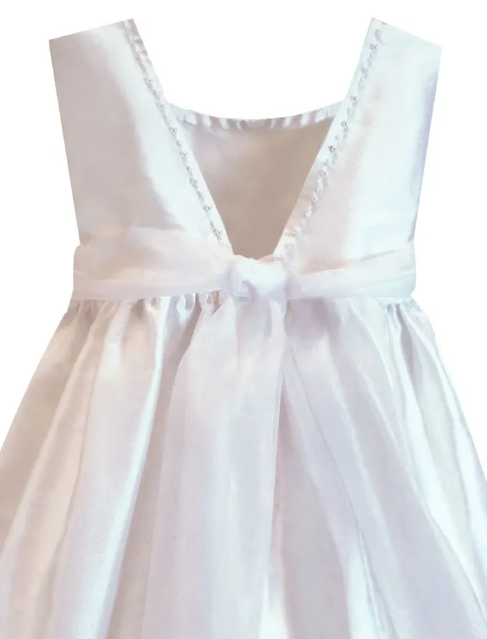 A-line Round Neck V-back Sleeveless Satin Flower Girl Dresses, FG0156