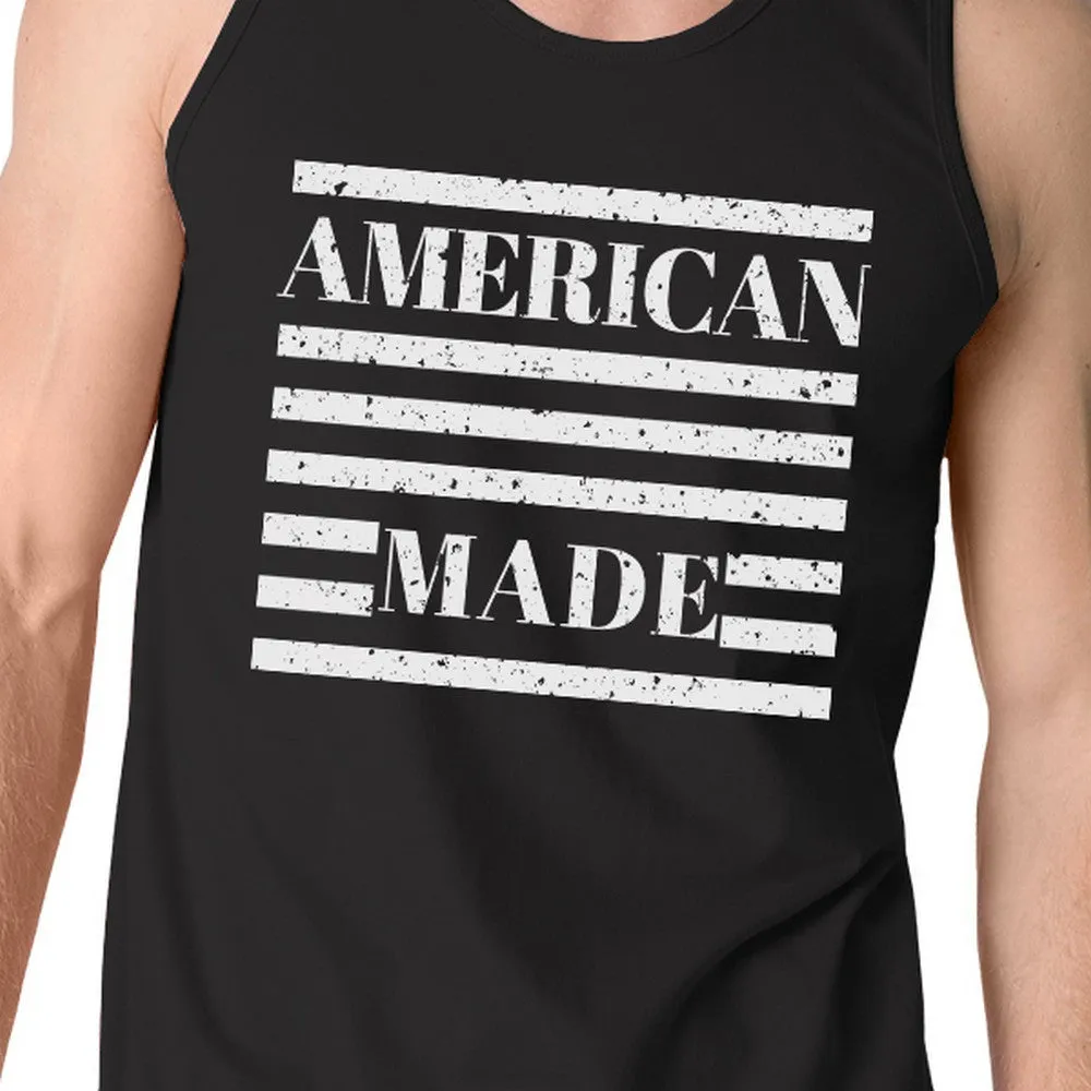 American Made Mens Black Sleeveless Shirt Unique Design Tank Top