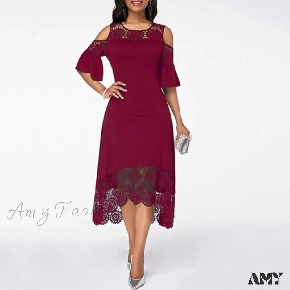 Amy Fashion - Lace Hollow Backless Elegant Party Chic Retro Dress