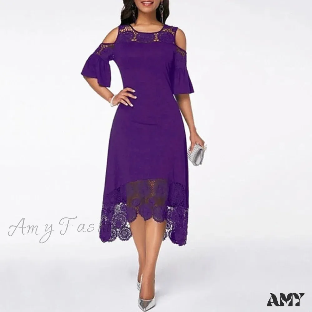 Amy Fashion - Lace Hollow Backless Elegant Party Chic Retro Dress