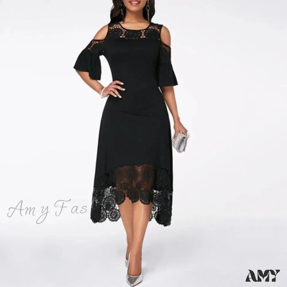 Amy Fashion - Lace Hollow Backless Elegant Party Chic Retro Dress