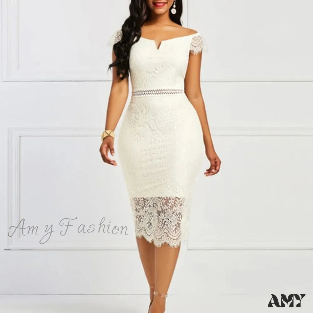 Amy Fashion - Lace Hollow Backless Elegant Party Chic Retro Dress