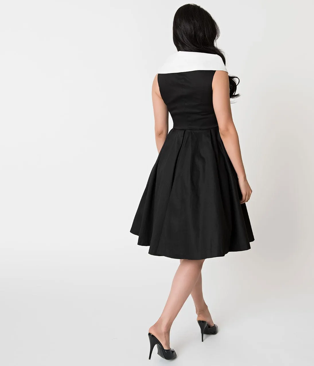 Barbie x Unique Vintage Black Cotton After Five Swing Dress