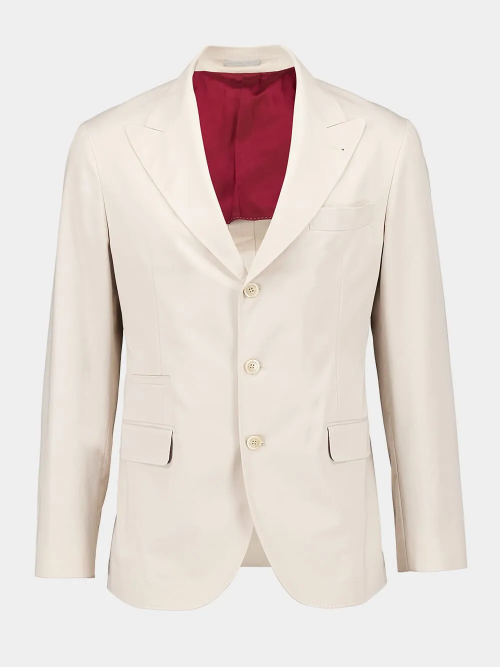 Beige Cotton and Cashmere Blazer