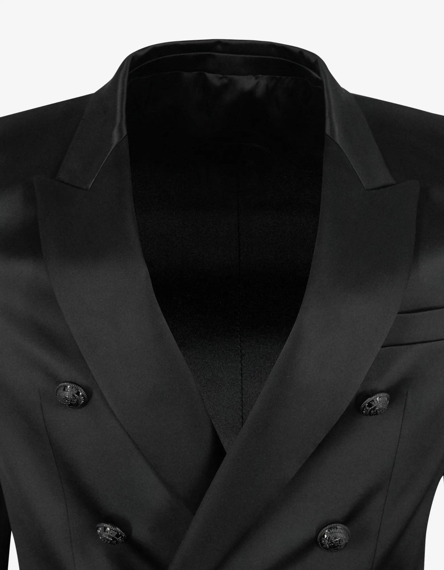 Black Double-Breasted Silk Blazer