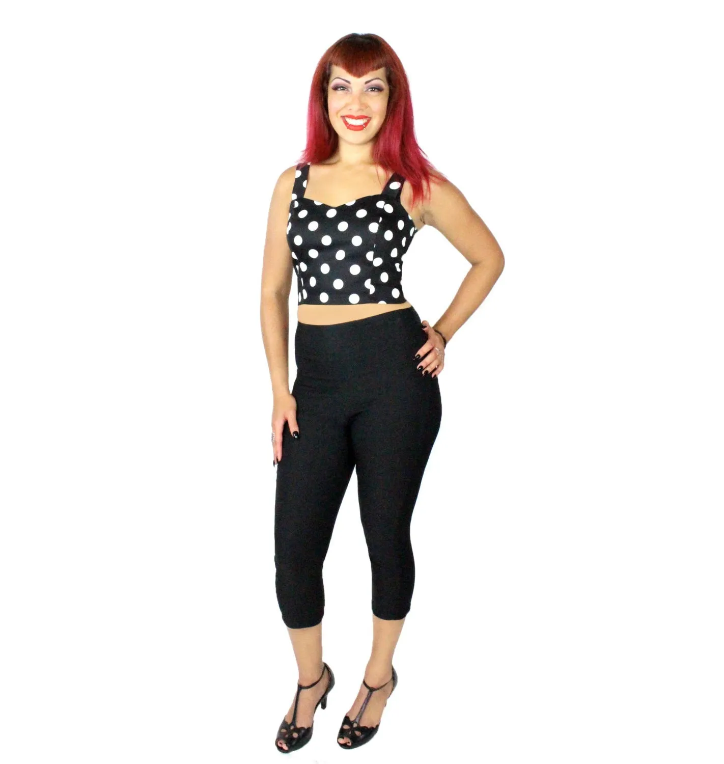 Black High Waisted Capri Pants #CP-B511