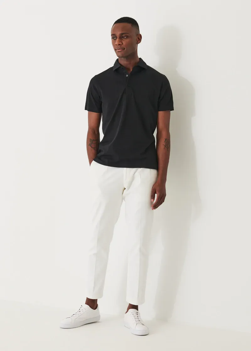 Black Iconic Pima Cotton Stretch Short Sleeve Polo - Patrick Assaraf