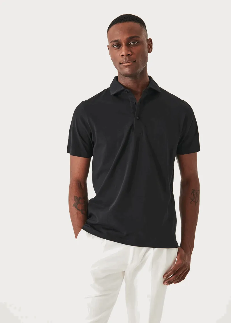 Black Iconic Pima Cotton Stretch Short Sleeve Polo - Patrick Assaraf