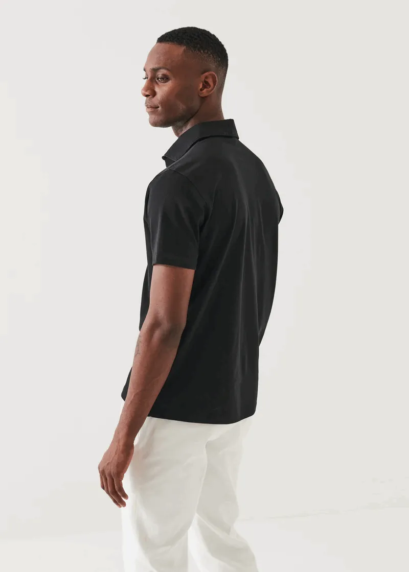 Black Iconic Pima Cotton Stretch Short Sleeve Polo - Patrick Assaraf