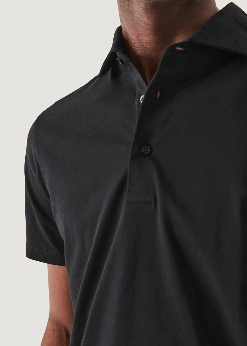 Black Iconic Pima Cotton Stretch Short Sleeve Polo - Patrick Assaraf