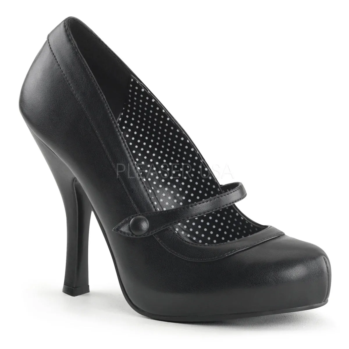 Black PU Mary Jane Heels Cutiepie-02