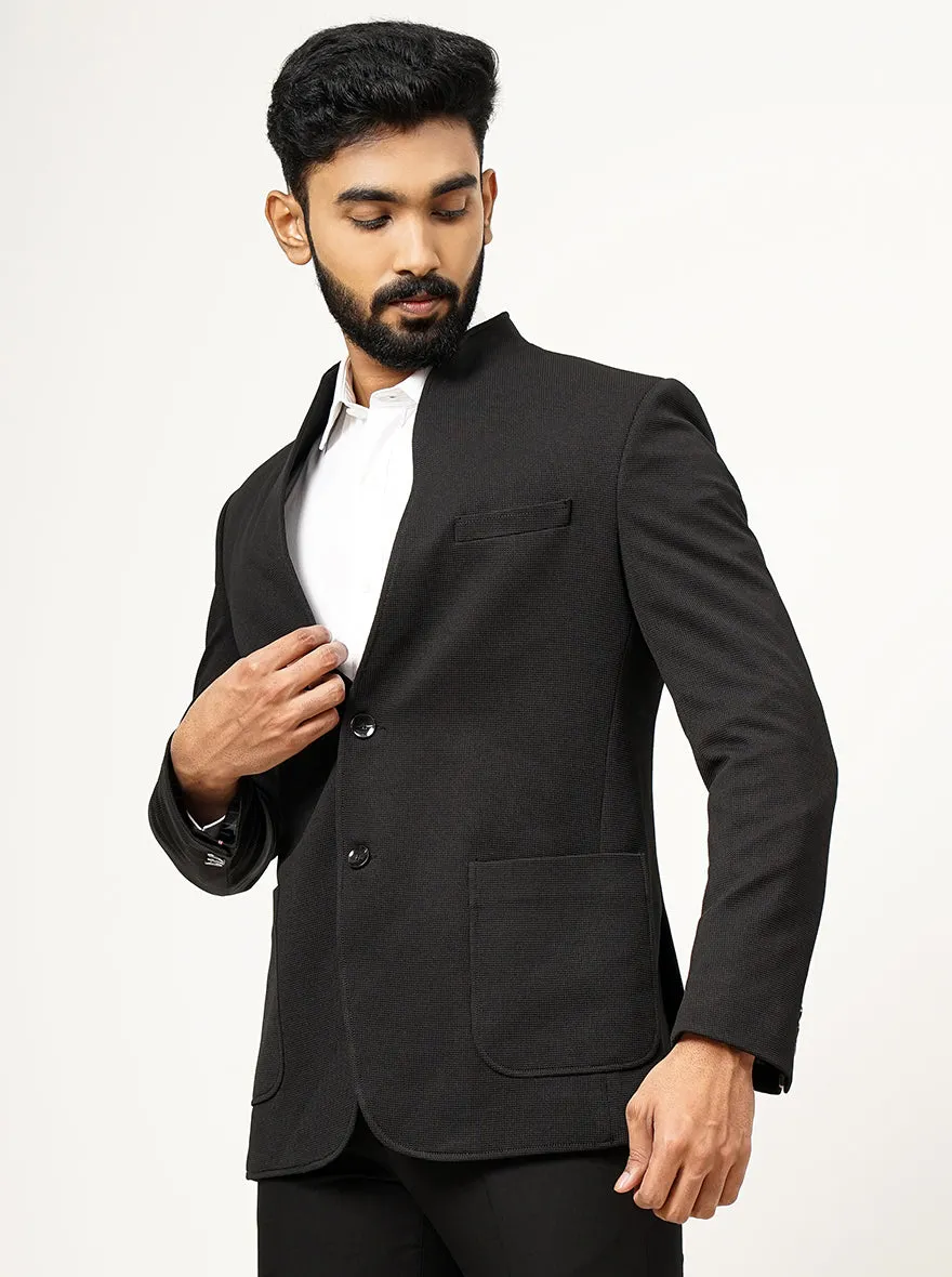 Black Solid Slim Fit Blazer | JB Studio