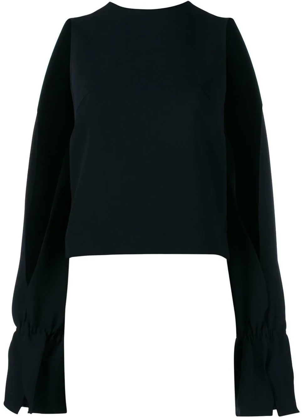 Black Split-Sleeve Flared-Cuff Top