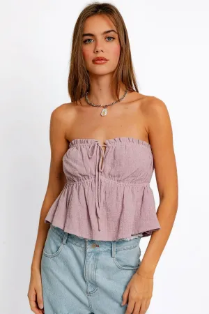 Boho Strapless Ruched Linen Tube Top