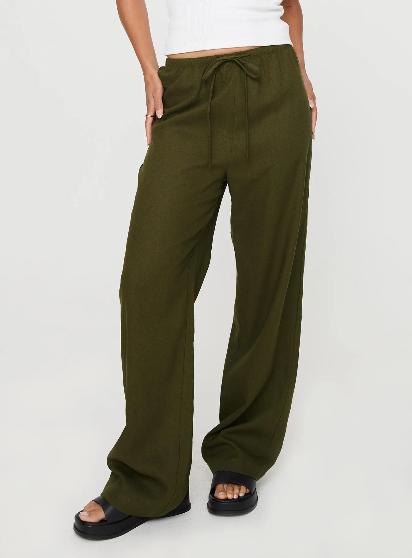 Breeta Drawstring Pants Olive