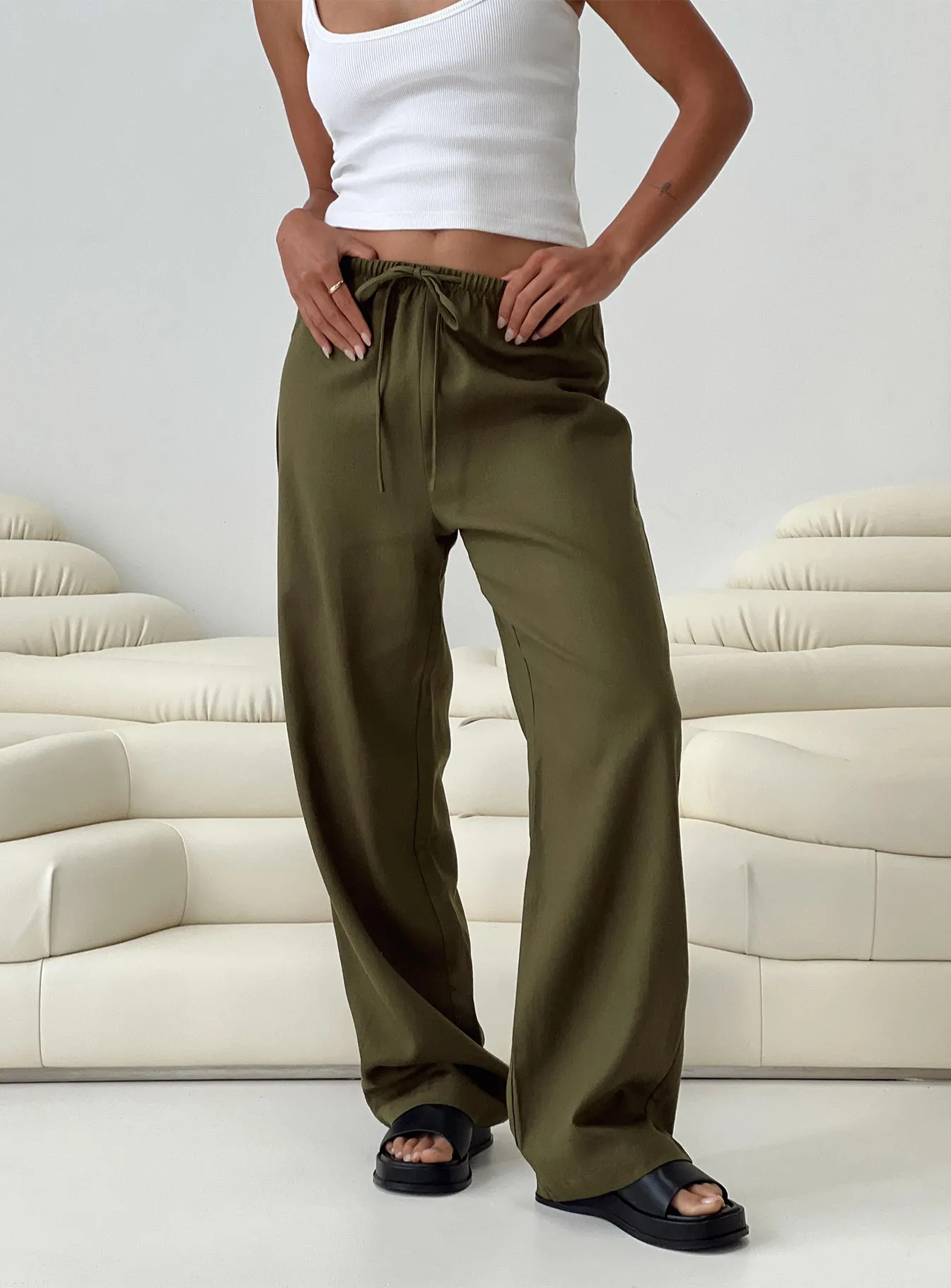 Breeta Drawstring Pants Olive