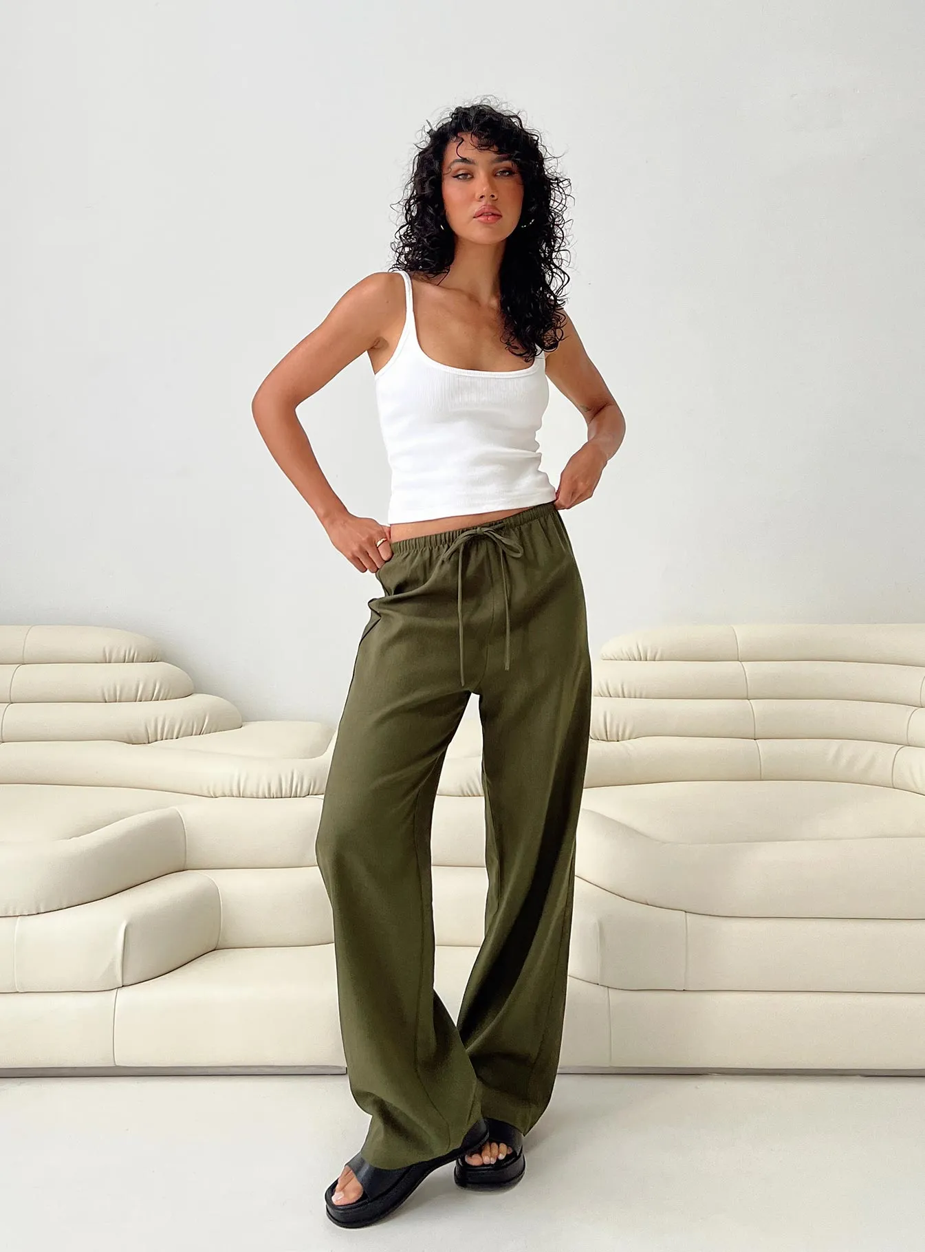 Breeta Drawstring Pants Olive