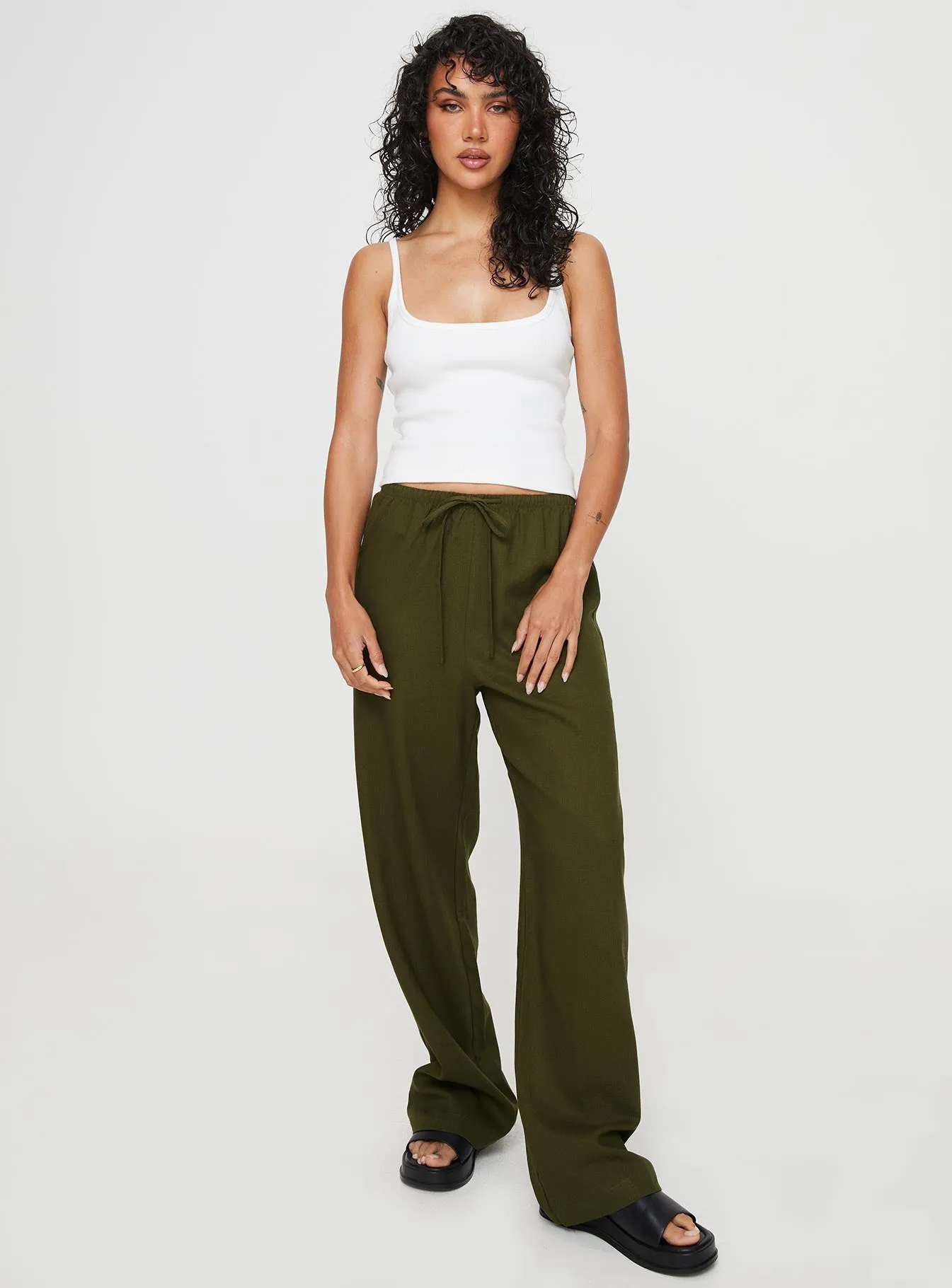 Breeta Drawstring Pants Olive