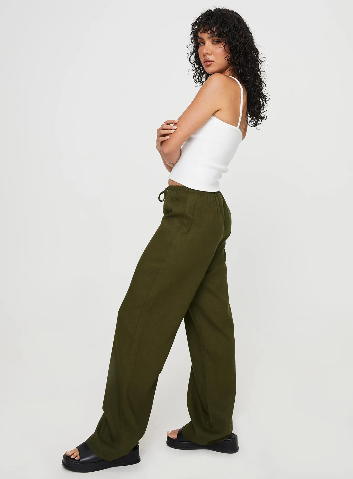 Breeta Drawstring Pants Olive