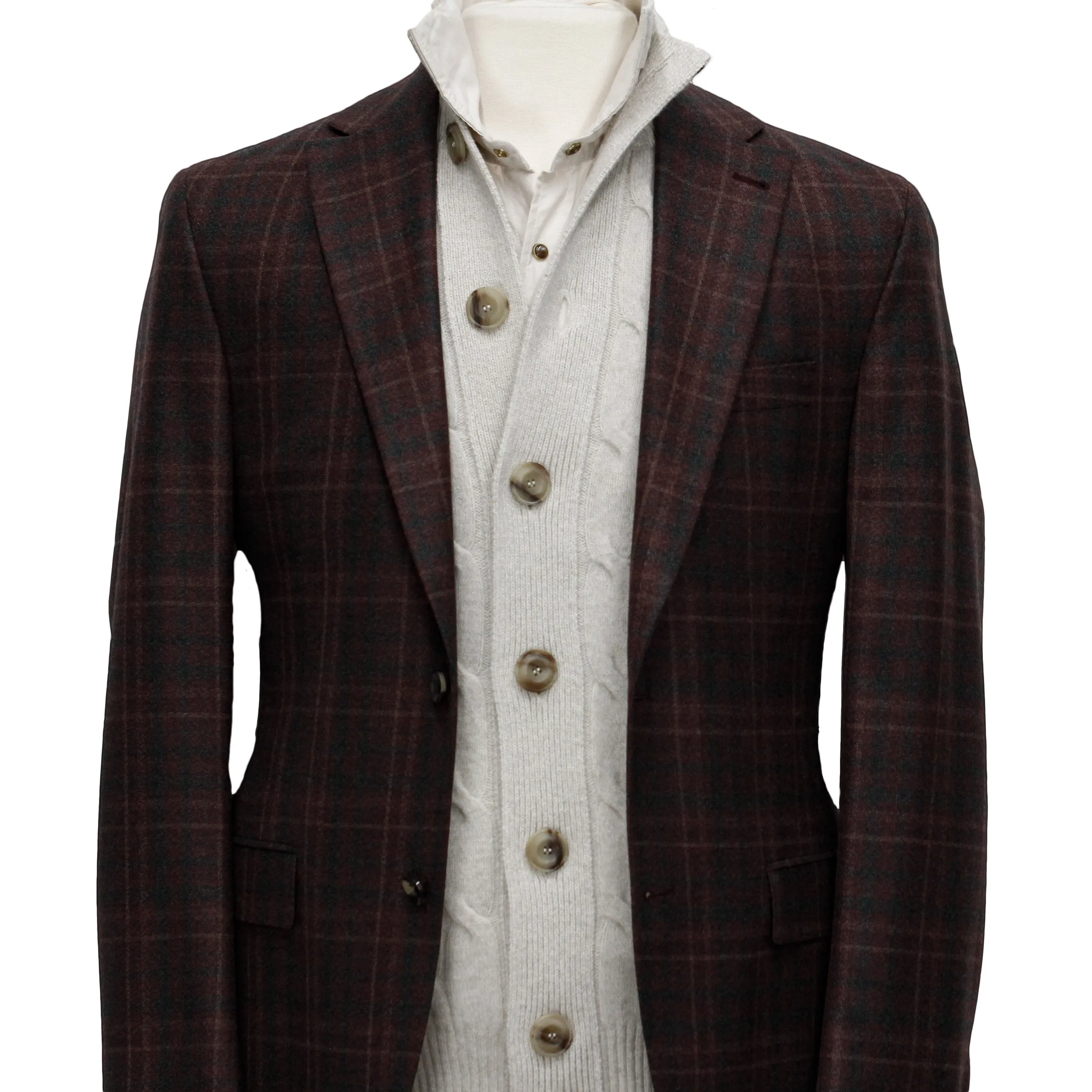 Burgundy Plaid Midland Contemporary Fit Unconstructed Sport Jacket - Jack Victor