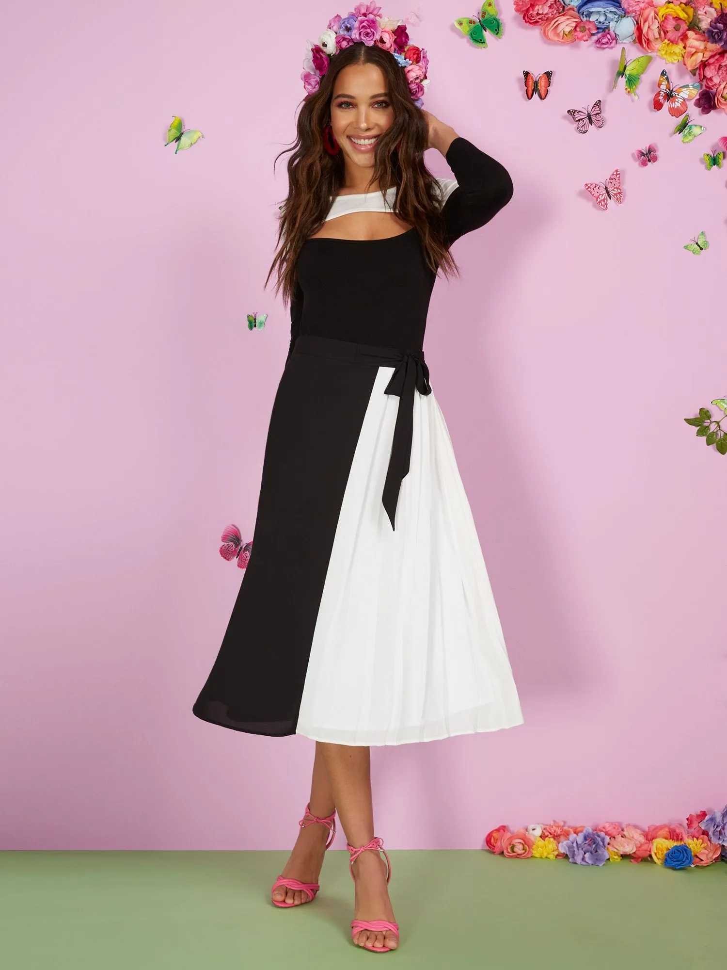 Colorblock Side-Tie Skirt