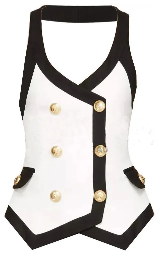 Contrast Double Breasted Vest-Top