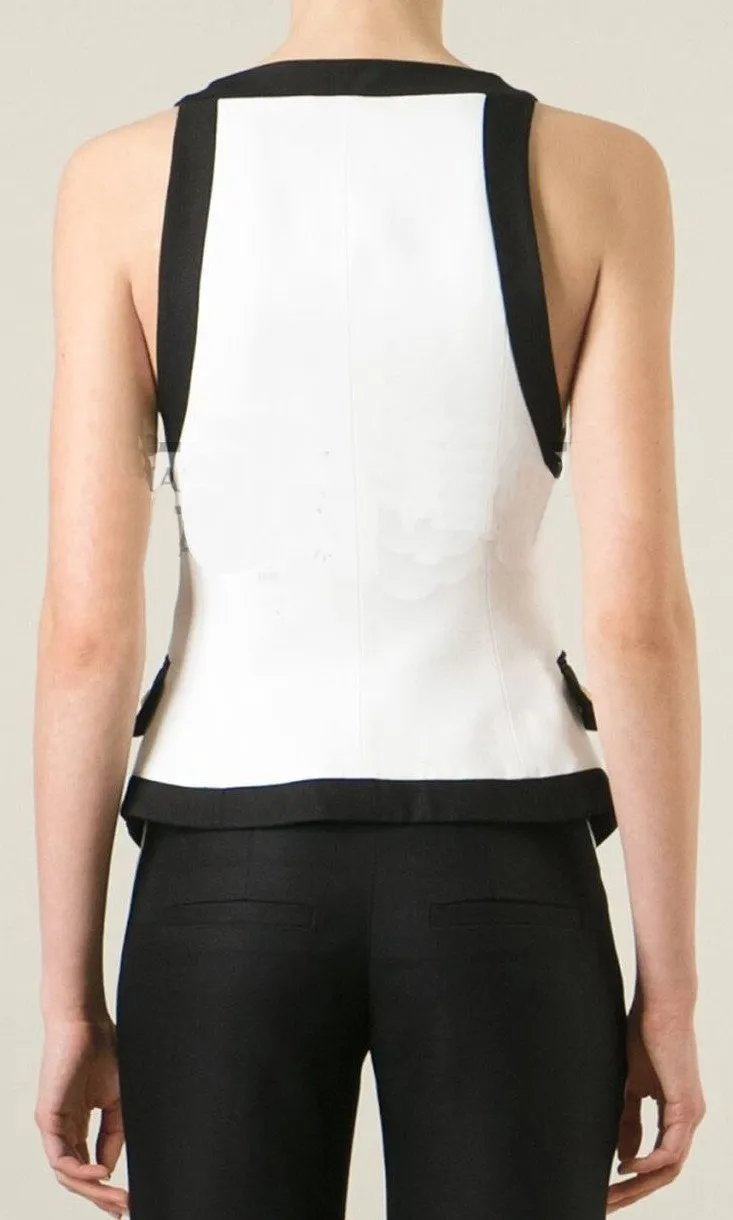 Contrast Double Breasted Vest-Top