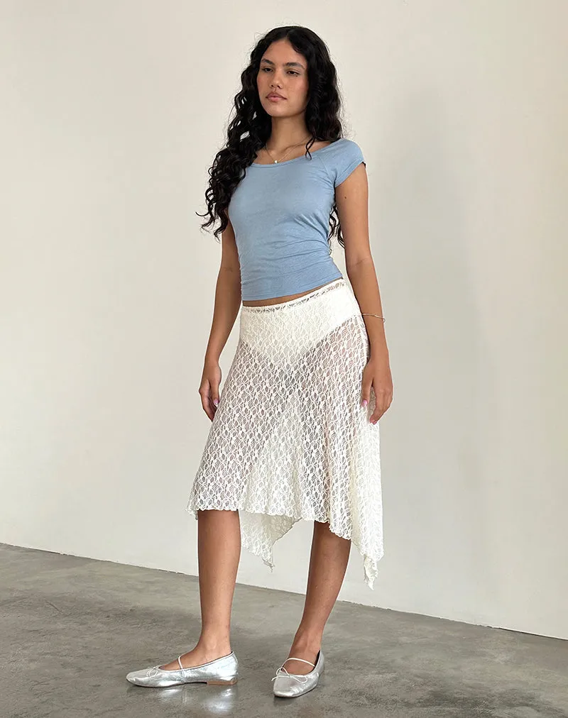 Dendro Midi Skirt in Lace Ivory