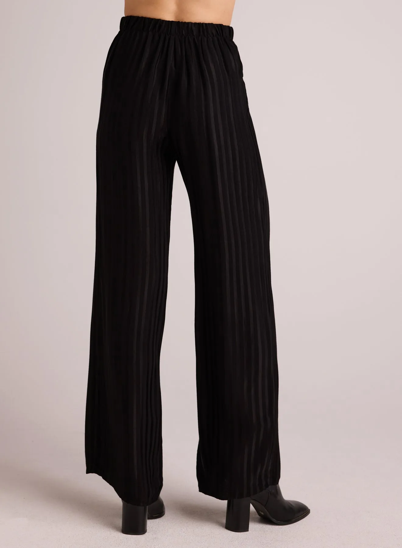 Elastic Back Wide Leg Pant - Black