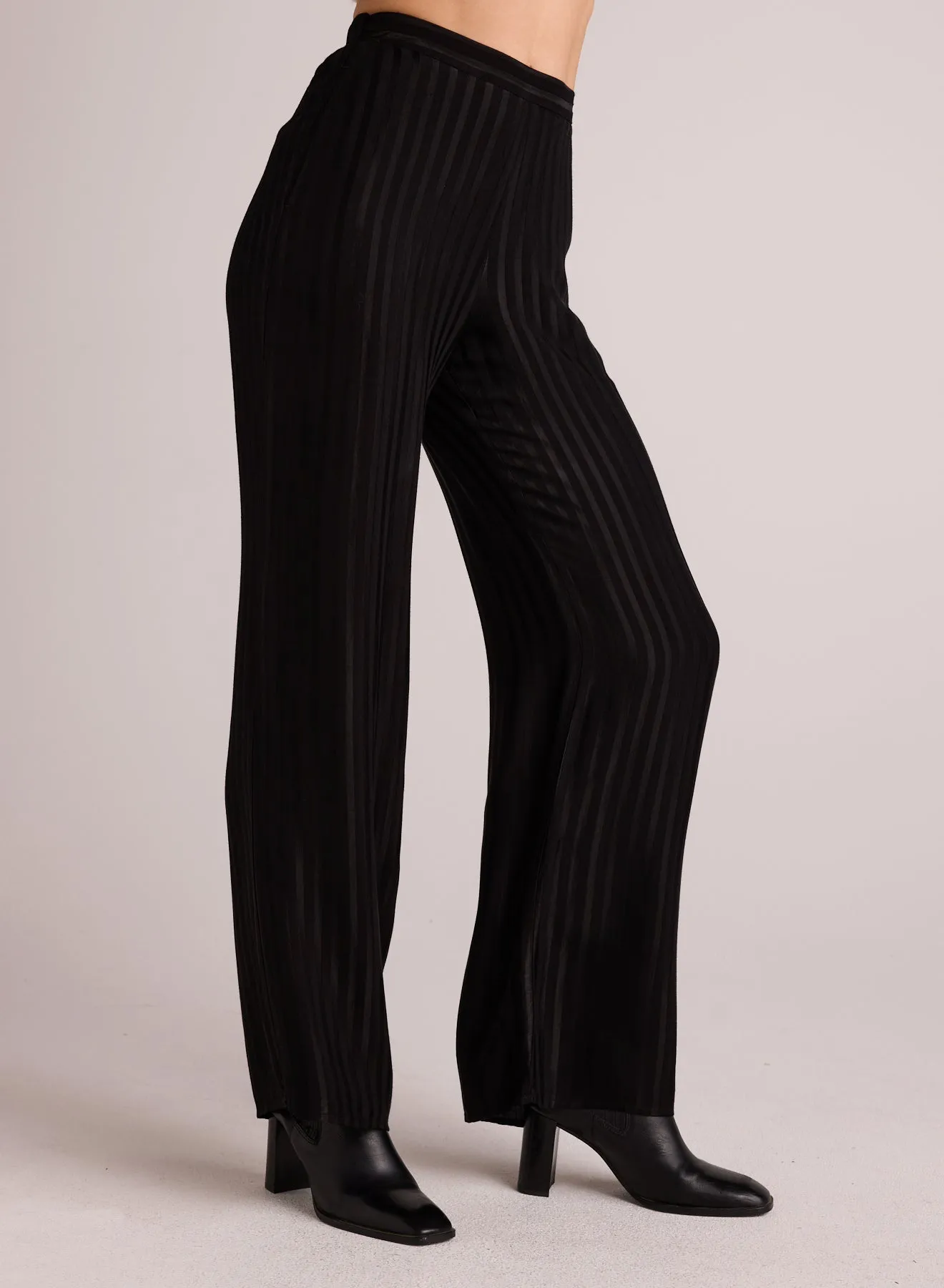 Elastic Back Wide Leg Pant - Black