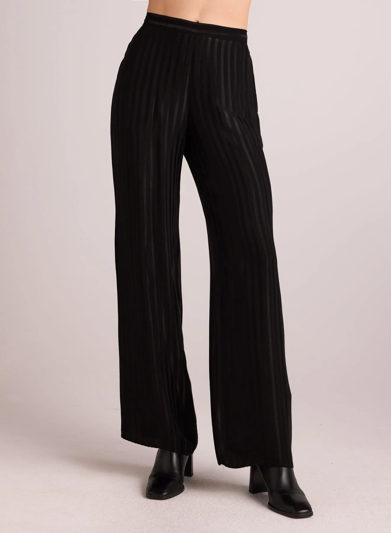 Elastic Back Wide Leg Pant - Black