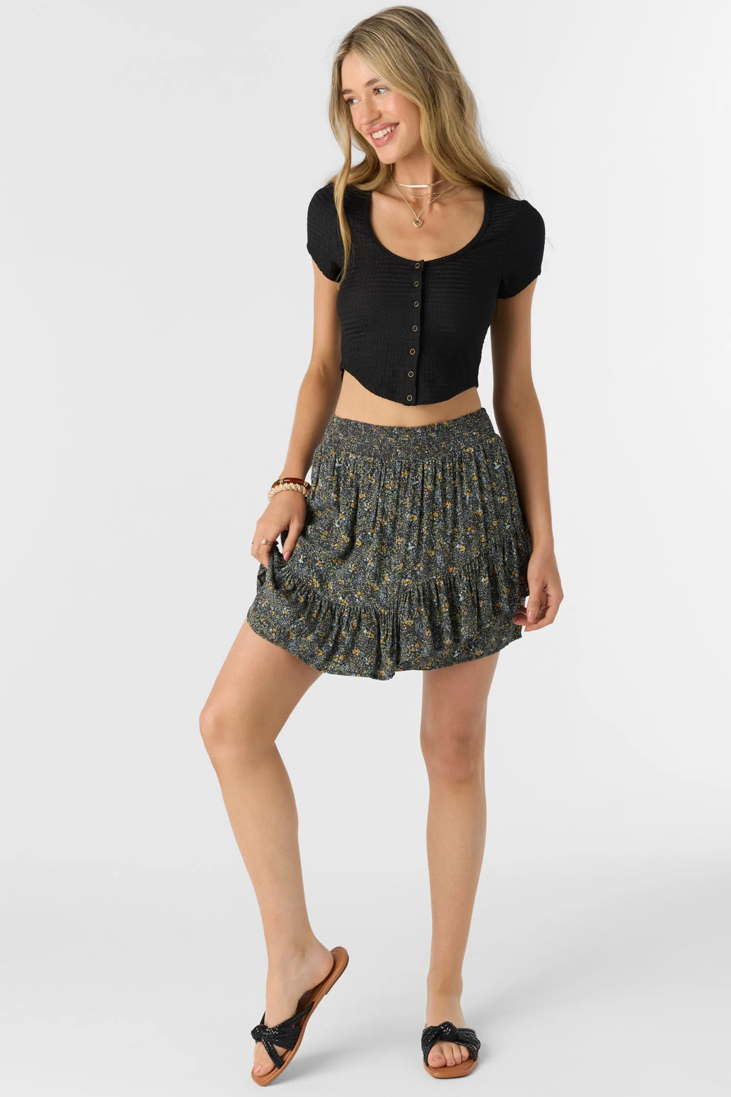 ELLA AVA DITSY TIERED MINI SKIRT