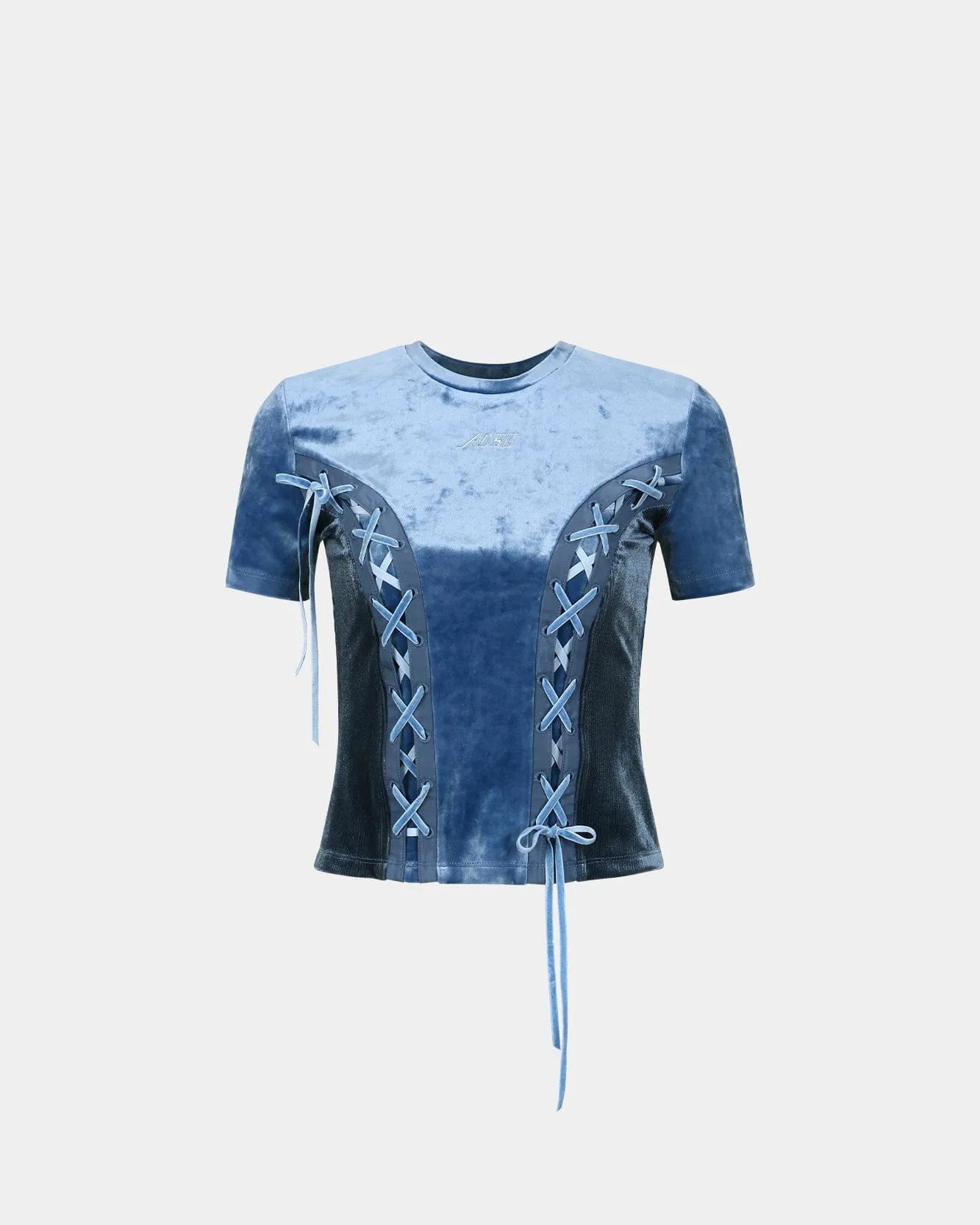 (ESSENTIAL) VELVET LACE-UP BABY T-SHIRT atb1205w(BLUE)