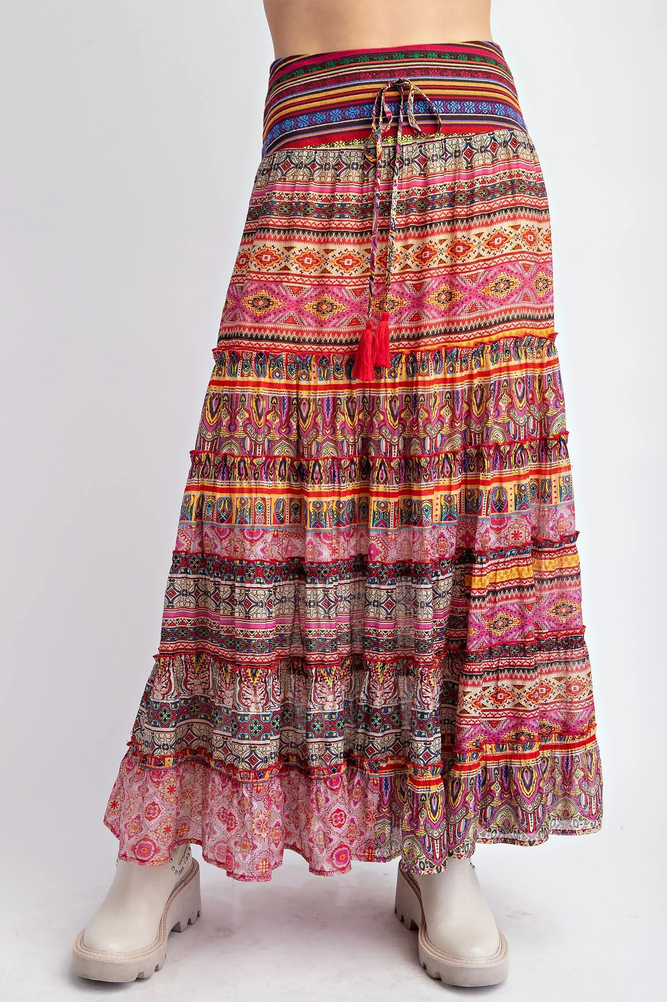 Ethnic Printed Tiered Skirt