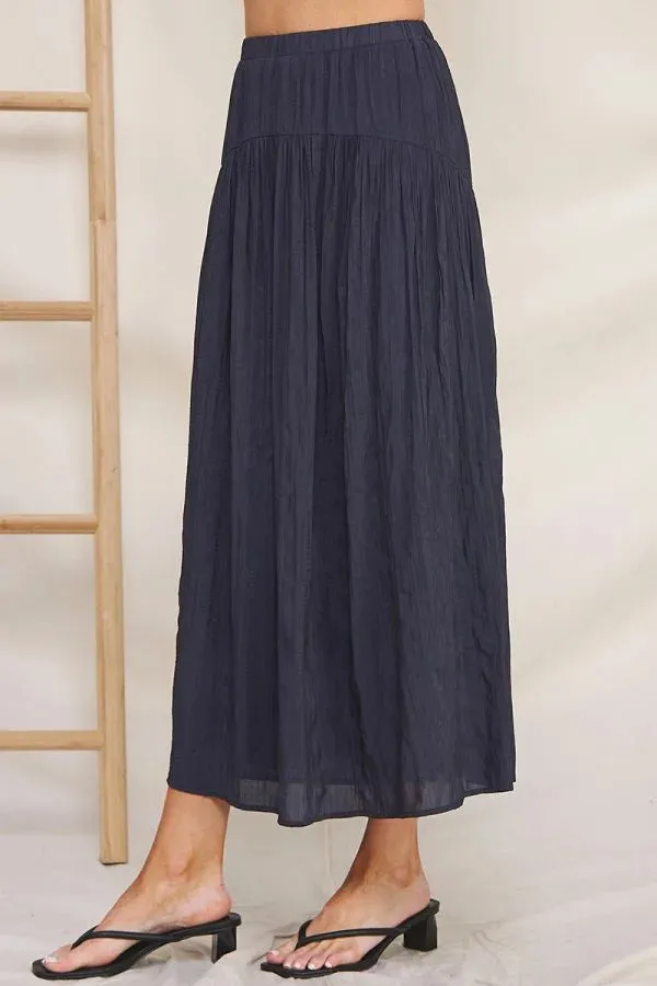 FLOWY CRINKLE SATEEN MAXI SKIRT