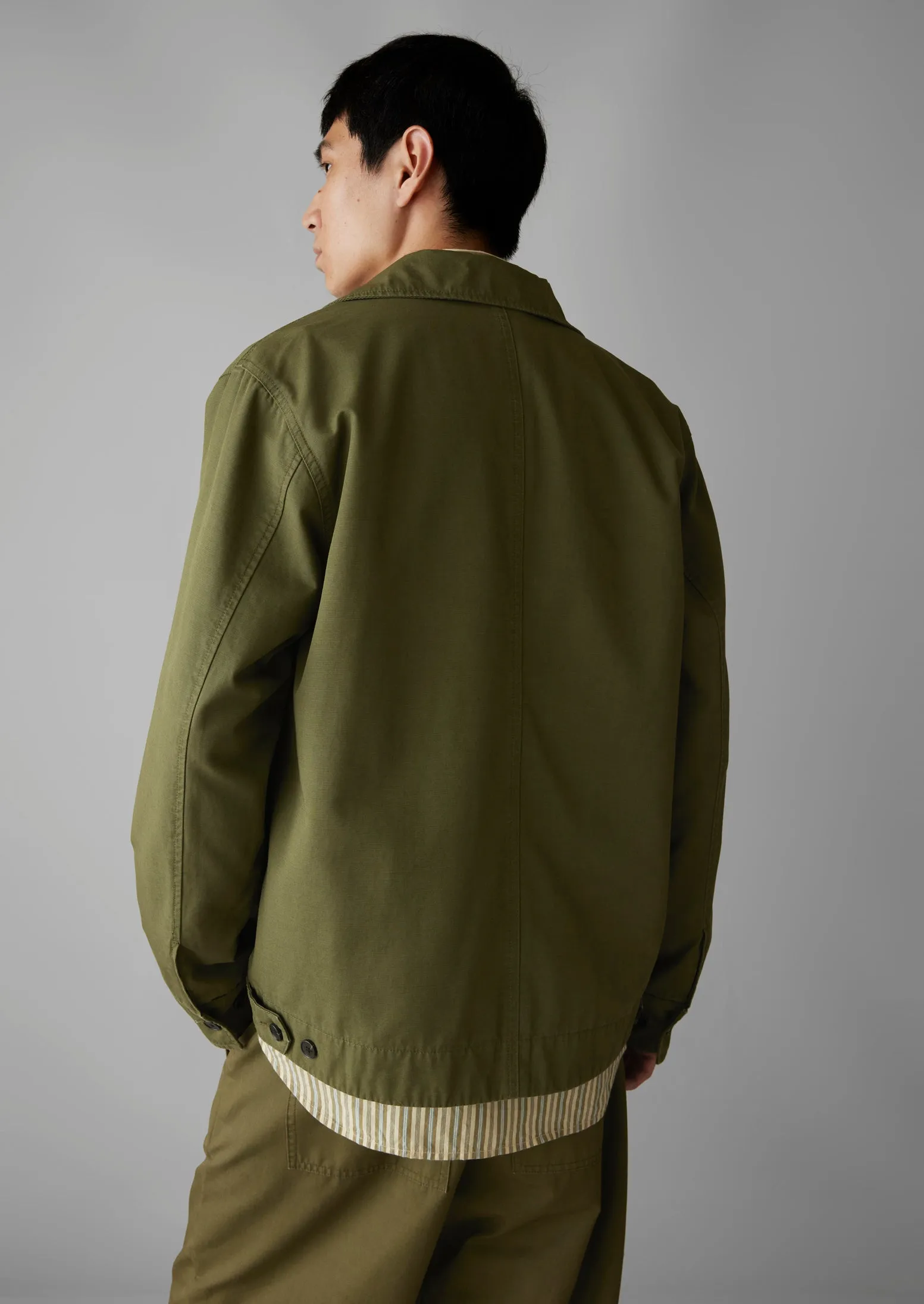 Garment Dyed Organic Cotton Coach Jacket | Artichoke