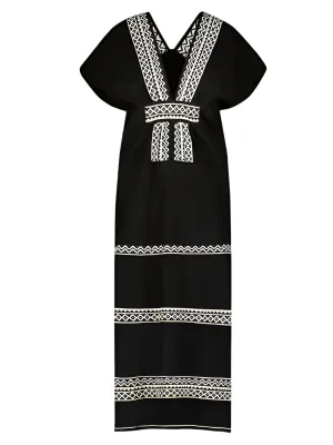 Gasira V Neck Caftan in Lulit Black