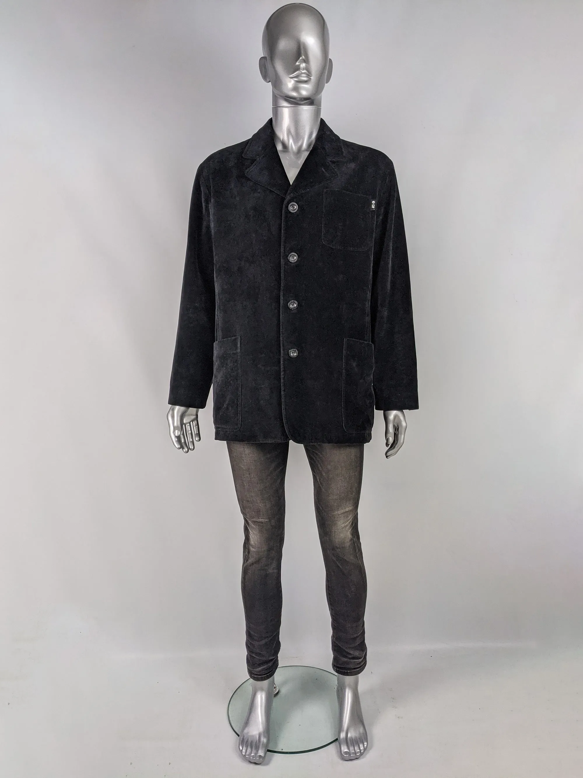 Gianfranco Ferré Vintage Mens Black Velvet Jacket, 1990s