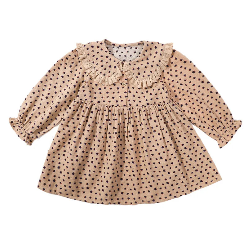 Girls Polka Dot Print Full Sleeve Dress