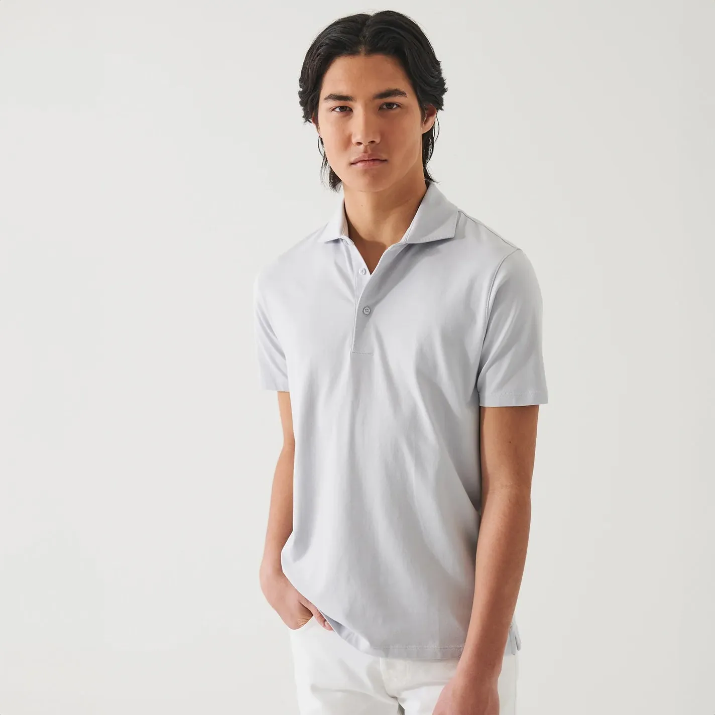 Glacier Blue Iconic Pima Cotton Stretch Short Sleeve Polo - Patrick Assaraf