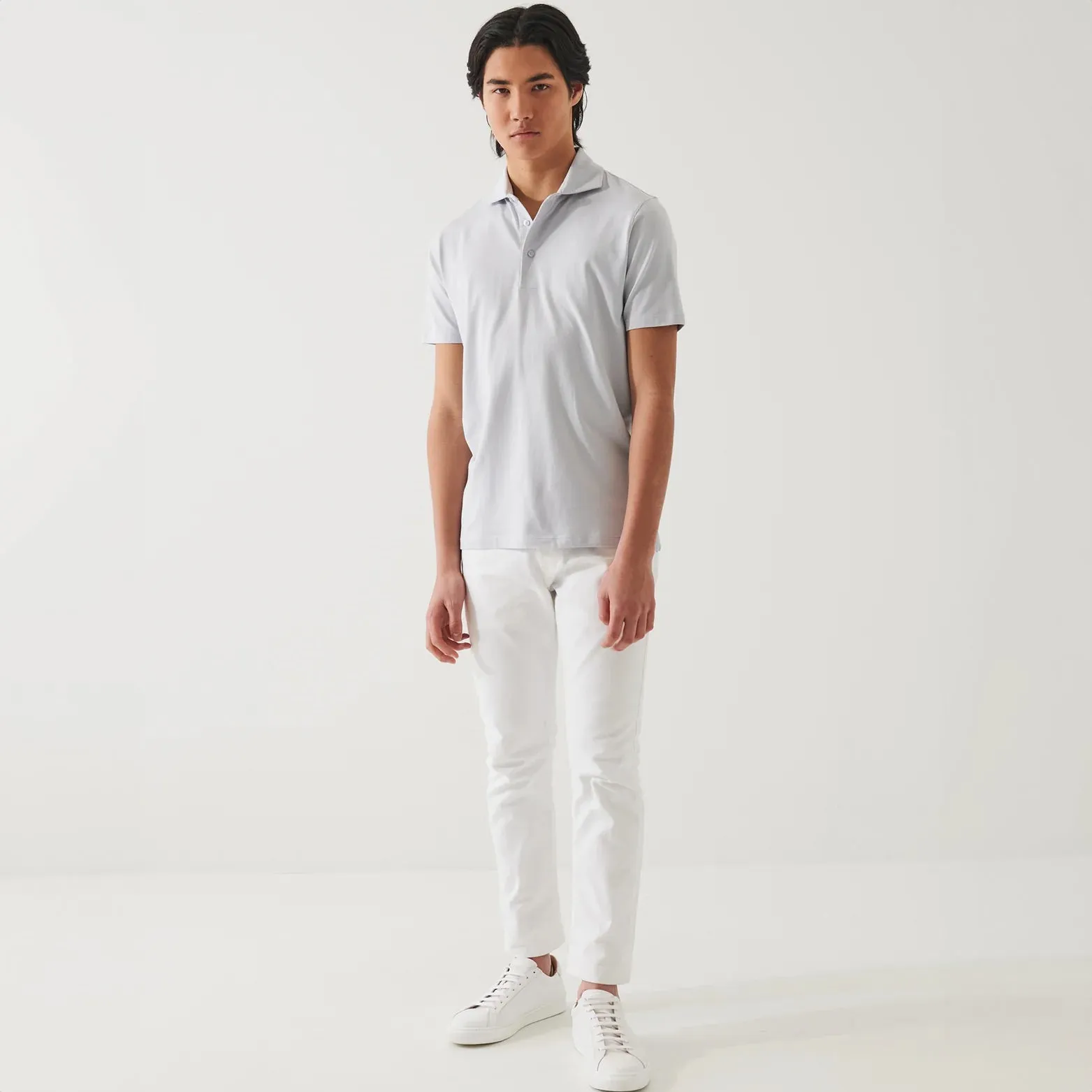 Glacier Blue Iconic Pima Cotton Stretch Short Sleeve Polo - Patrick Assaraf