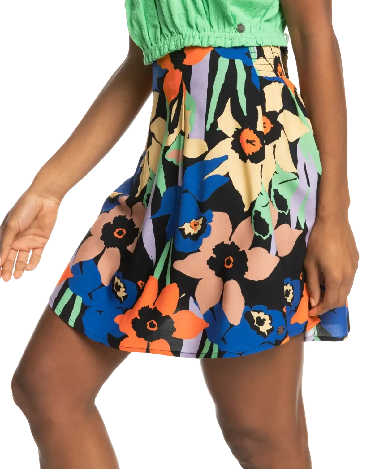 Golden Poppy Skirt in Anthracite Flower Jammin